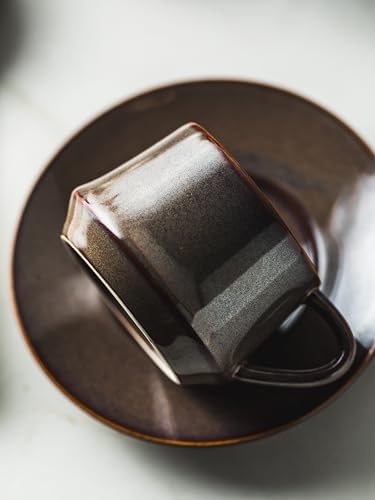 YHOSSEUN Espresso Cups 4 Oz, Porcelain Coffee Cups Set of 6 Espresso Cup with Saucers - Image 6