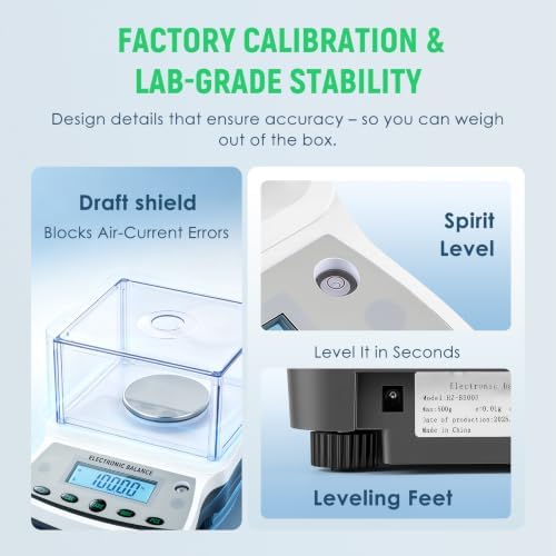 Antstone Lab Scale 500g x 0.001g Accuracy Digital Scientific 1mg Scale Laboratory Precision Analytical Balance with Windshield 001 Gram Readability Digital Jewelry Weighing Scale with 200g Weight - Image 5