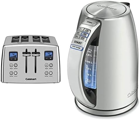 Cuisinart CPT-435P1 4-Slice Countdown Motorized Toaster, Stainless Steel & JK-17P1 Electric Cordless Tea Kettle, 1.7-Liter Capacity with 1500-Watts, Stainless Steel by Unknown