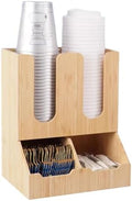 Cup and Lid Holder, Cup Dispenser with Coffee Pods Stand & Straw Organizer, Coffee Bar Organizer for Countertop, Disposable Cups Holder for Coffee Station, Bar, Home,Bamboo 09 by Unknown