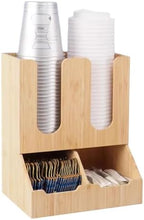 Cup and Lid Holder, Cup Dispenser with Coffee Pods Stand & Straw Organizer, Coffee Bar Organizer for Countertop, Disposable Cups Holder for Coffee Station, Bar, Home,Bamboo 09 by Unknown