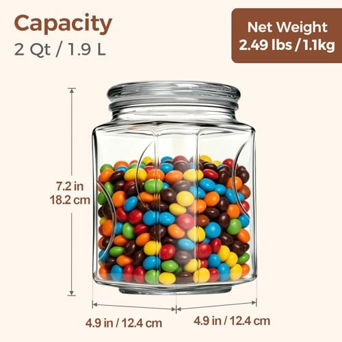 ComSaf Half Gallon Square Glass Pantry Jars with Lids 2 Pack Wide Mouth - Image 2