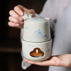 Tea Pots For Loose Tea Simple Ceramic Hand-painted Landscape Side Handle Teapot Household Underglaze Color Candle Warm Tea Brewing Teapot Tea Infuser Pot - Image 7
