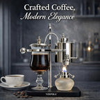 Nispira Belgian Balance Syphon Vacuum Coffee Maker, 500 ml Vintage Gravity Brewing System, Silver Finish, Manual Tabletop Coffee Brewer - Image 2