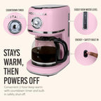 Nostalgia Classic Retro 10 Cup Coffee Maker, Pink - Image 5