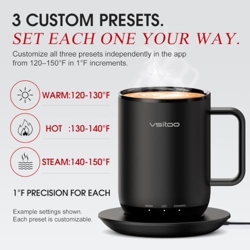 VSITOO S3 Plus 14oz Smart Self Heating Coffee Mug with Temperature Control - Image 3
