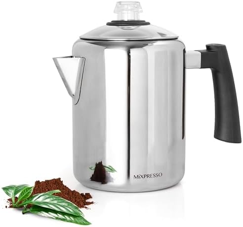 Mixpresso 5-8 Cup Coffee Percolator Stovetop, Stainless Steel Coffee Pot by Mixpresso