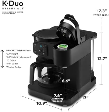K-Duo Essentials, Hot & Iced Single-Serve Pod Coffee Maker & Carafe, 72 Oz Reservoir, Multiple Brew Sizes, Strong Brew Feature, Perfect for Hot and Iced Coffee (BLACK) - Image 5
