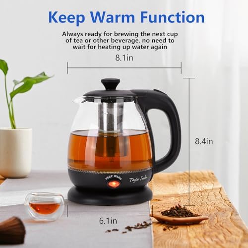 Taylor Swoden Electric Kettle with Tea Infuser, 1L Small Electric Tea Kettle with Keep Warm, LED Light Hot Water Boiler & Heater for Coffee & Teas, Auto Shut-Off & Boil Dry Protection, BPA Free, Black - Image 3