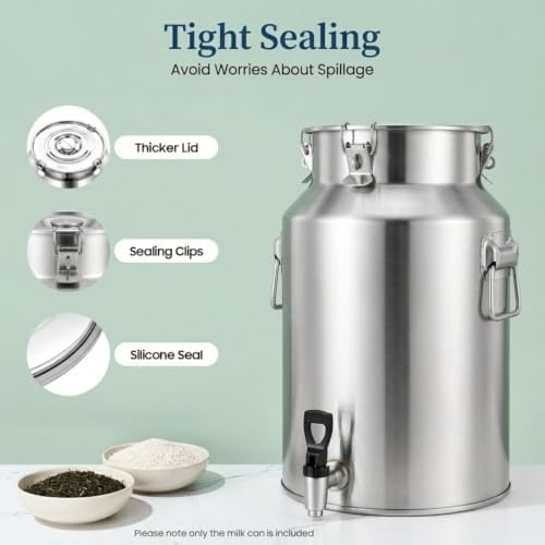 Stainless Steel Milk Can with Spigot Milk Bucket Beverage Dispenser - Image 5