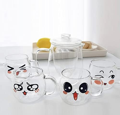 Glass Coffee Mugs Set Of 4 (200ml) Espresso Glass Cups Perfect For Milk, Latte, Tea, Cappuccino (Cute Cups) - Image 4
