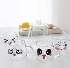 Glass Coffee Mugs Set Of 4 (200ml) Espresso Glass Cups Perfect For Milk, Latte, Tea, Cappuccino (Cute Cups) - Image 4