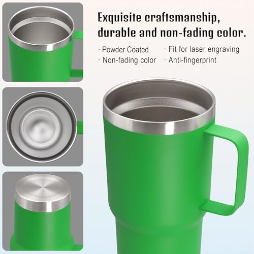 20 oz Tumbler with Handle and Lid Insulated Travel Coffee Mug Green 6P - Image 5