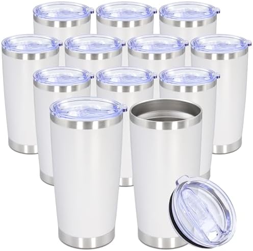 20oz Tumbler Stainless Steel Tumbler Coffee Tumbler with Lid White, 12P by AUWBON