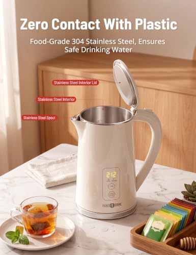 Paris Rhône Electric Kettle, Tea Kettle with 6 Temperature Settings, 1.7L Cordless Hot Water Boiler Heater, Strix Thermostat, Touch Control, Auto-Shutoff/Boil-Dry Protection, Keep Warm, LED Indicator - Image 5