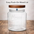 Kitchentoolz Half Gallon Glass Mason Jars with Airtight Push to Close Wooden Lids - Food Storage & Canning Jars with Measurement Markings - Pantry Containers for Flour, Sugar & Dry Goods - 64 oz (4pk) - Image 3