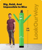 LookOurWay Air Dancers Wacky Waving Inflatable Tube Man Attachment - 7 Feet Tall Advertising Air Dancer Waving Man Inflatable Tube Guy - Blower Not Included - Green - Image 3