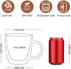 CNGLASS 17oz Double Wall Glass Coffee Mugs and 12oz Double Wall Glass Coffee Mugs - Image 2
