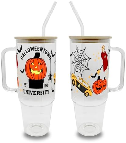 Sip-Sip Hooray! Halloweentown 40oz Glass Tumbler with Lid and Straw, Spooky Season Iced Coffee Cup, Halloween for Women by Sip-SipHooray