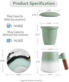 ZENS Tea Infuser Mug with Lid & Coaster for Loose Leaf Tea Steeper, 15oz - Image 4