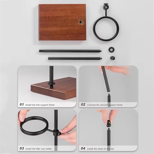 Pour Over Coffee Dripper Set with Glass Cone, Metal Stand, and Wood Base, Reusable Filter for Home, Office, and Outdoor Brewing - Durable and Stylish - Image 7