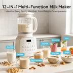 50.73oz Nut Milk Maker Machine: 12 in 1 Automatic Soy Milk Maker with Detachable Design, Homemade Juice,Almond,Oat Milks for Plant Based Milks, 24H Delay Start/Keep Warm/Auto-Clean/Safety Lock - Image 3