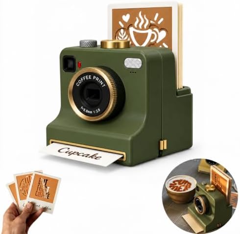 3D Printed Latte Art Camera, Includes 12 Coffee Latte Art Cards (Green) by Unknown