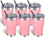 VEGOND 20oz Tumbler Stainless Steel Tumbler Cup with Lid And Straw Vacuum Insulated Double Wall Travel Coffee Mug(Pink 6 Pack) by VEGOND