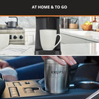 KRUPS: 2 Cup Coffee Maker, Simply Brew Stainless Steel Single Serve Drip Coffee Machine and Travel Tumbler 14 Ounce Stainless Steel Tumbler Included 650 Watts Coffee Filter, Compact Silver and Black - Image 4