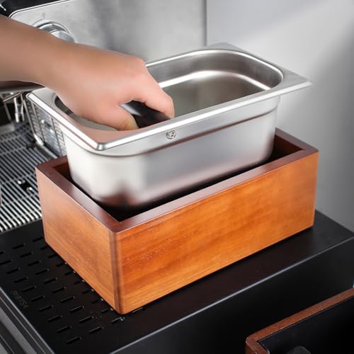 DIBTSA Knock Box Espresso, Coffee knockbox with Rubber Knock Bar and Anti-slip Pad, Commercial Use Large Capacity, Stainless Steel and Wooden, Espresso Accessory - Image 3