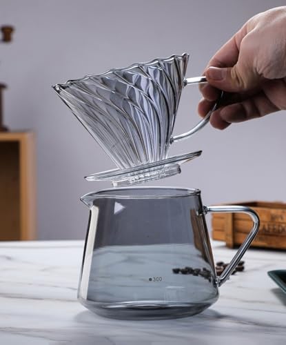 Pour Over Coffee Maker Set, 600ML Glass Carafe Coffee Server with Dripper - Image 3