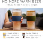 Host FREEZE Beer Cooling Cups, Frozen Beer Mugs, Freezable Pint Glass Set, Insulated Pint Glass to Keep Your Drinks Cold, Double Walled Insulated Glasses, Gift for Dad,16oz, Set of 2, Olive - Image 2