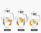 Water Pitcher Household Cold Kettle Heat Resistant Teapot Large Capacity Water Pitcher Glass Water Carafe with Lid for Juice, Milk,Beverages Water Jug(2600ml) - Image 2