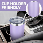 20 oz Tumbler with Lids and Straws, Stainless Steel Insulated Travel Coffee Mug, Double Wall Vacuum Insulated Tumblers, Powder Coated Coffee Tumbler for Cold & Hot Drinks (Light Purple,4pack) - Image 6