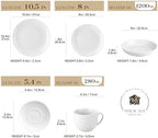 MALACASA 30-Piece Porcelain Dinnerware Set, White Round Dish Set for 6 - Image 2