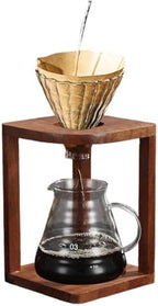 Wooden Coffee Filter Cup Stand Dripper Rack Pour Over Coffee Holder for Home Hotel Dorm Tea House- Style A - Image 3