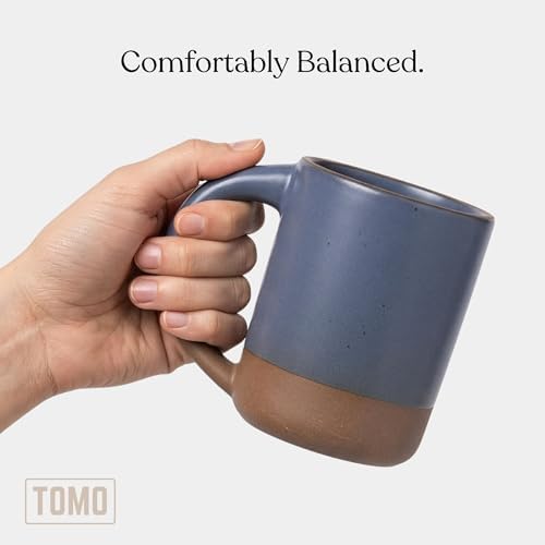 TOMO Mugs Set of 2, 12oz Modern Stoneware Coffee Mugs, Large Handle Ceramic Drinkware - Harbor Blue - Image 2