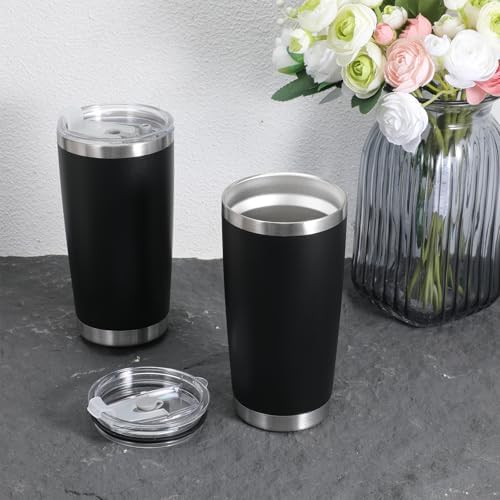 6 Pack 20oz Tumbler Bulk Stainless Steel Tumbler with Lid, Vacuum Insulated Double Wall Travel Coffee Mug, Durable Powder Coated Tumblers, for Hot and Cold Drinks(Black) - Image 7