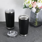 6 Pack 20oz Tumbler Bulk Stainless Steel Tumbler with Lid, Vacuum Insulated Double Wall Travel Coffee Mug, Durable Powder Coated Tumblers, for Hot and Cold Drinks(Black) - Image 7