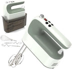 Yomelo 9-Speed Digital Hand Mixer Electric, 400W Powerful DC Motor, Hand Mixer Electric Handheld with Snap-On Storage Case, 5 Stainless Steel Accessories, Beaters, Dough Hooks, Whisk(Light Green) by Yomelo