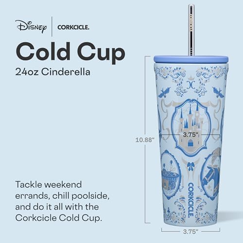 Corkcicle Cold Cup Straw Tumbler, 24 oz, Disney Princess Cinderella - Image 2