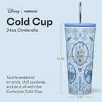 Corkcicle Cold Cup Straw Tumbler, 24 oz, Disney Princess Cinderella - Image 2