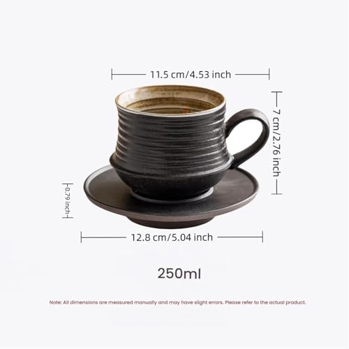6.8oz 210ml Ceramic Mug Saucer Set Home Wabi Sabi - Image 6