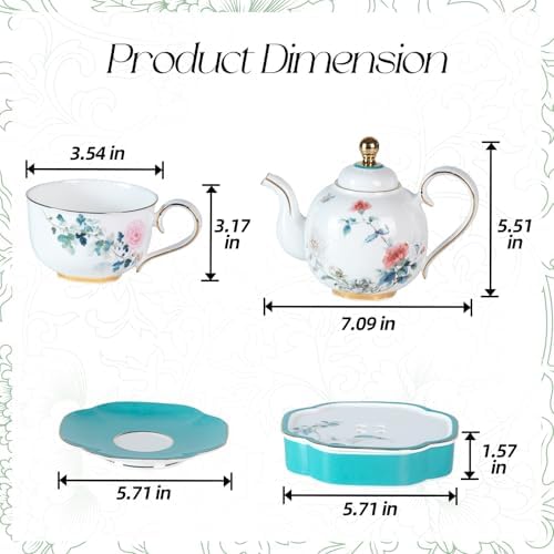 KAMMAK Tea Set for Adults, Bone China, Teapot and Cups Set - Image 2