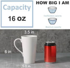 Buyajuju Large Coffee Mugs Set, 16 OZ Tall Coffee Cups with Handle,White Coffee Mugs Set of 4 for Coffee, Tea, Cocoa, Latte, Milk - Image 2