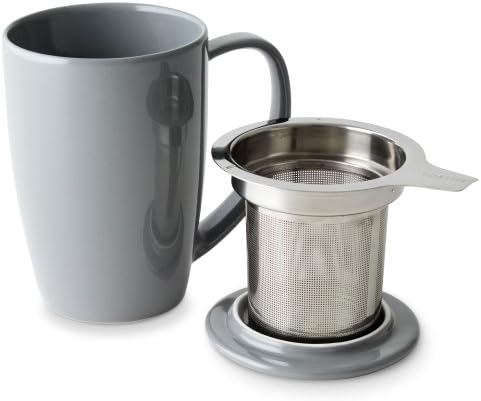 FORLIFE Curve Tall Tea Mug with Infuser and Lid 15 ounces, Gray - Image 2