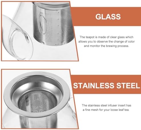 STOBAZA 400ML Glass Teapot with Removable Infuser - Borosilicate Glass Stovetop Safe Kettle for Loose Leaf Tea, Tea Maker Pot with Stainless Steel Filter, Clear - Image 3