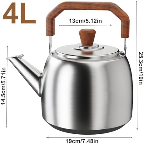 316 Stainless Steel Tea Kettle Whistling Teapot Stovetop Fast Boiling Whistling Tea Kettle For Stove Top(6l) One Color 4L - Image 3
