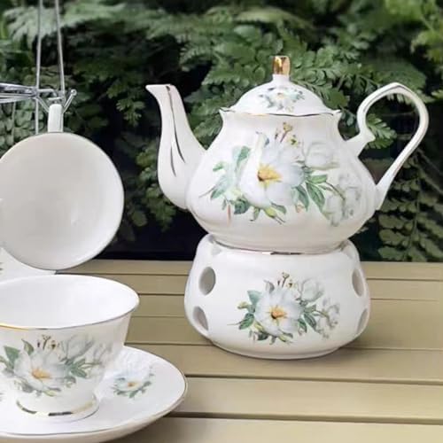 Ceramic Coffee Tea Gift Sets, European Luxury Tea Set, Suitable as A Gift for Mother'S Day, Birthday, Christmas, and Gatherings (White Peony) - Image 2