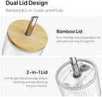 KEMORELA 20oz Ribbed Glass Tumblers with Bamboo Lids & Straws, Boba Cups - Image 5